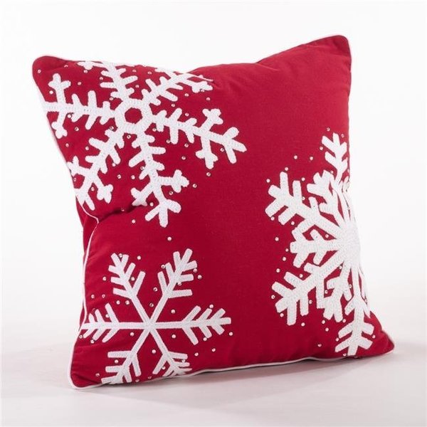 Saro Lifestyle SARO 6401.R18S 18 in. Square Studded Snowflake Throw Pillow  Red 6401.R18S